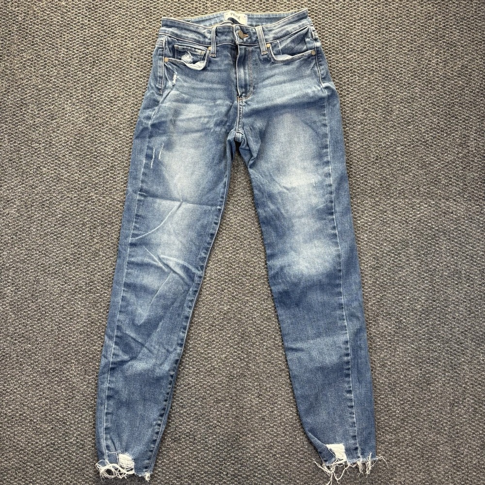 Paige Jeans Womens 27 Blue Hoxton Ankle Skinny Mid Rise Raw Hem Stretch Denim